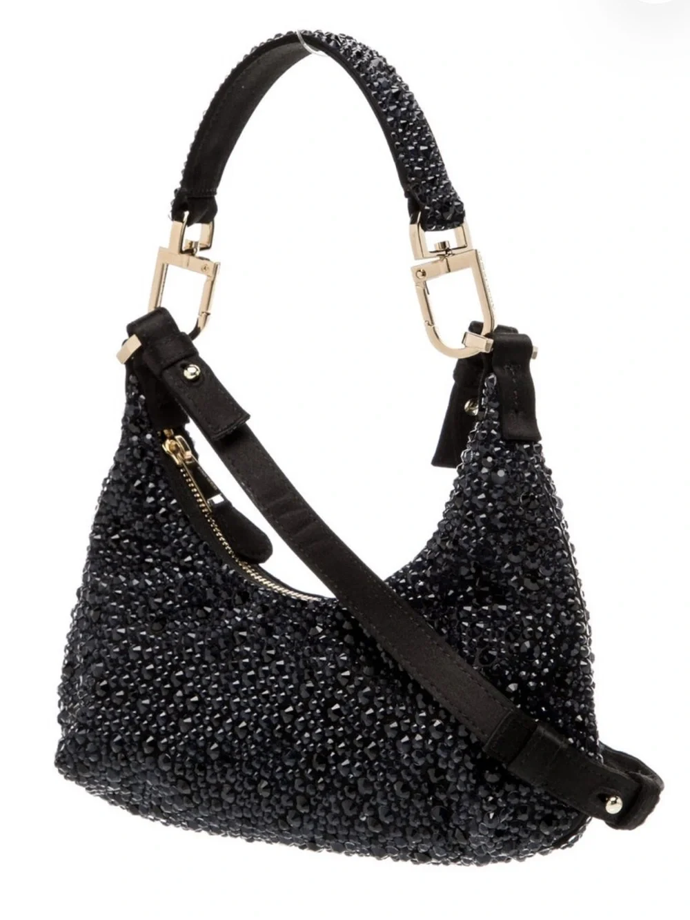 Giorgio Armani Black Crystal-Embellished Shoulder Bag